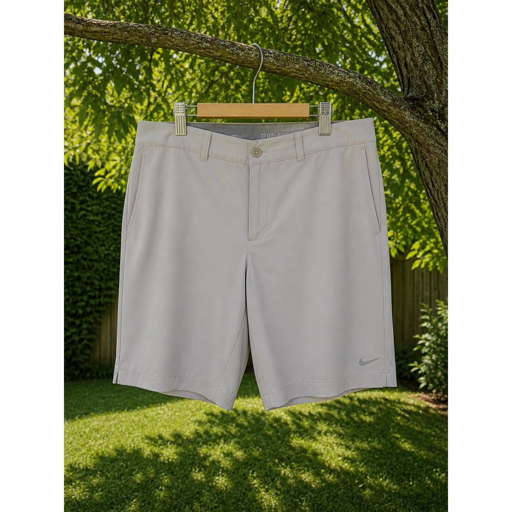 NIKE Dri-FIT Shorts Men's 38 Khaki Golf Performance Lightweight Athletic Shorts